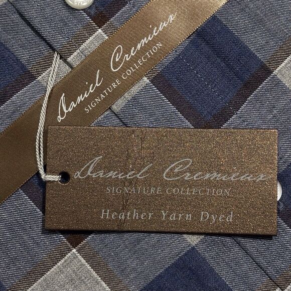 Daniel Cremieux Signature Collection Men's XL Button Shirt Blue Gray Plaid NWT - Picture 5 of 6